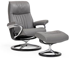 Stressless Crown Signature Base Chair Recliner and Ottoman