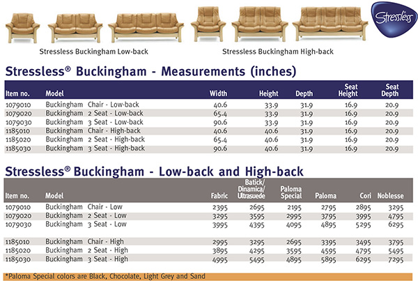 Stressless Buckingham 2 Seat Loveseat Paloma Oxford Blue Leather - Brown Walnut Wood Base Recliner Sofa Dimensions
