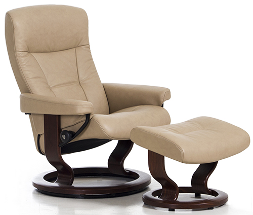 Stressless President Recliner Chair and Ottoman in Paloma Sand Leather