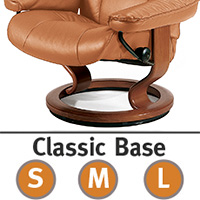 Stressless Peace Classic Hourglass Wood Base Recliner Chair and Ottoman