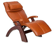 Cognac Premium Leather with Chestnut Wood Base Series 2 Classic Perfect Chair Recliner by Human Touch