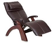 Espresso Premium Leather with Chestnut Wood Base Series 2 Classic Perfect Chair Recliner by Human Touch