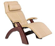 Sand Leather with Chestnut Wood Base Series 2 Classic Perfect Chair Recliner by Human Touch