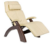 Ivory Leather with Dark Walnut Wood Base Series 2 Classic Human Touch PC-420 PC-600 PC-610 Perfect Chair Recliner by Human Touch