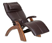 Espresso Premium Leather with Walnut Wood Base Series 2 Classic Perfect Chair Recliner by Human Touch
