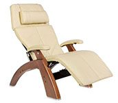 Ivory Leather with Walnut Wood Base Series 2 Classic Human Touch PC-420 PC-600 PC-610 Perfect Chair Recliner by Human Touch