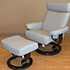 Stressless Orion Paloma Pearl Grey Leather Recliner Chair and Ottoman