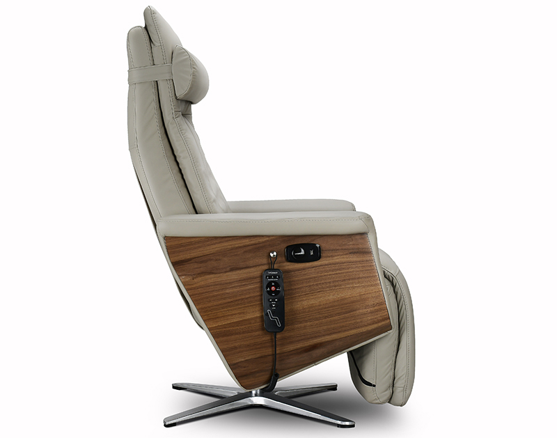 Taupe Premium Leather Svago Swivel SV-500 Leather Zero Anti Gravity Recliner Chair